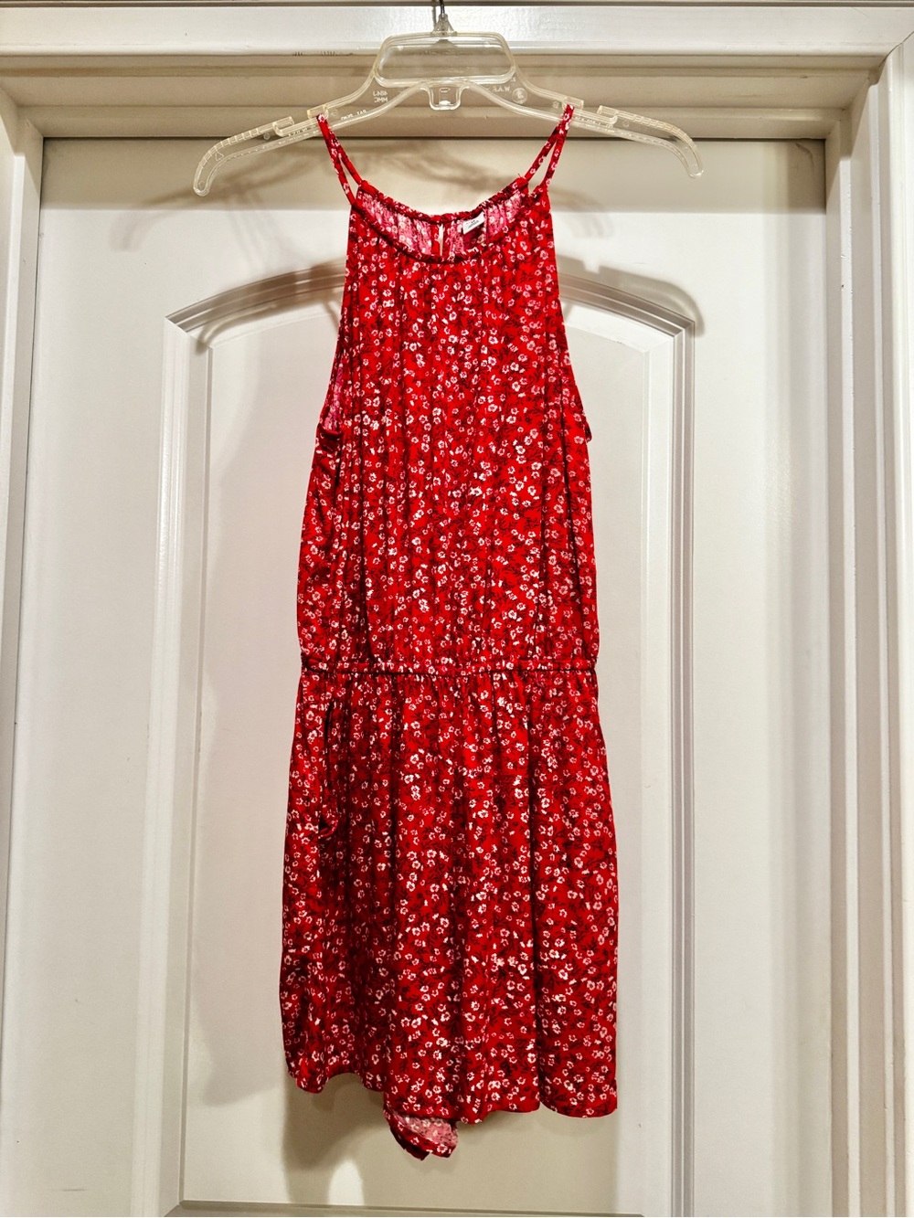 Red Floral Halter Summer Short Romper